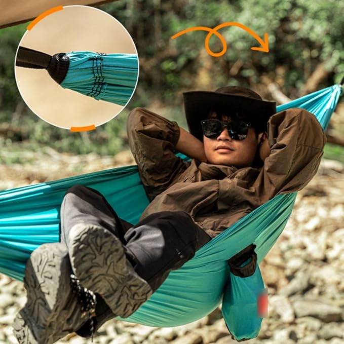 Portable Polyester Hammock with Storage Bag Outdoor Camping Thick Rope Portable Multi-Purpose Tree Hanging Hammock Comfortable(Green)