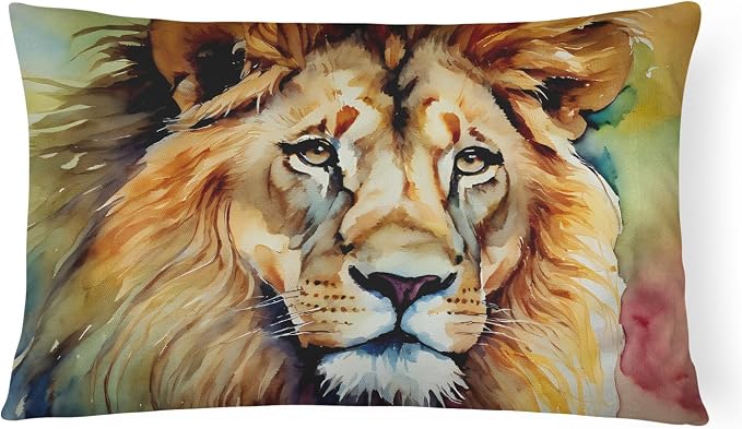 Caroline's Treasures DAC2956PW1216 Lion Throw Pillow Machine Washable, Indoor Outdoor Decorative Pillow for Couch, Bed or Patio, 12HX16W