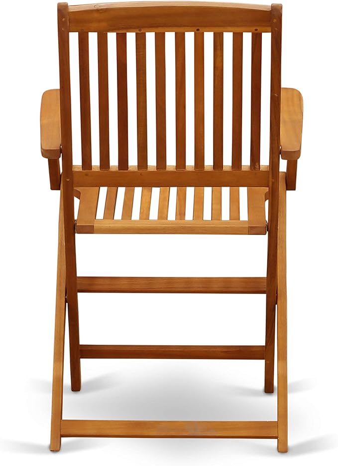 East West Furniture DECM7CANA 7 Piece Patio Dining Set Consist of a Rectangle Outdoor Acacia Wood Table and 6 Folding Arm Chairs, 40x72 Inch, Natural Oil