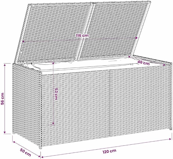 Garden Storage Box Gray 74.8 Gal Poly Rattan Resin Wicker Outdoor Patio Bench Chest Container with Lockable Lid for Backyard Deck Cushion and Toy Storage