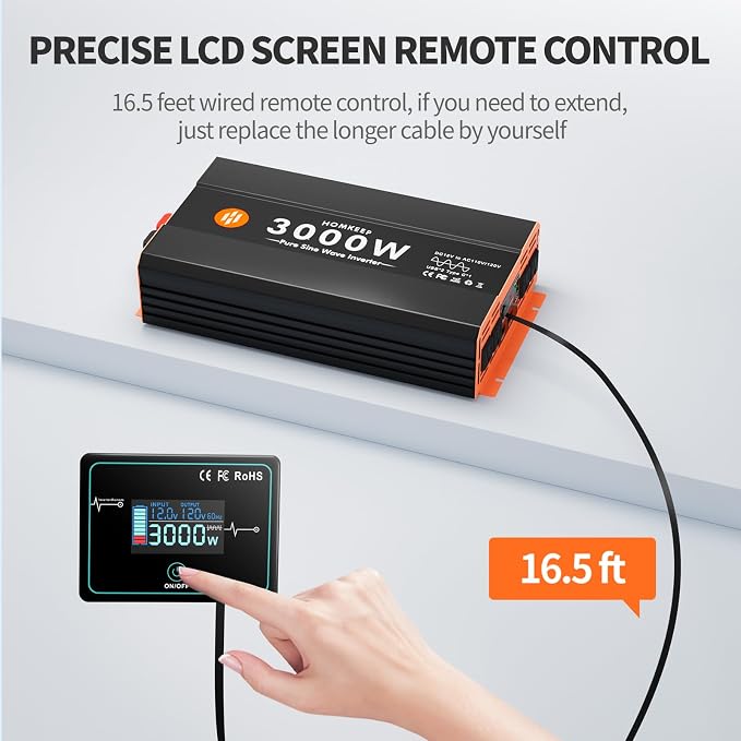 Power Inverter 12V DC to 110V AC Converter for RV Truck Off-Grid Solar Car Inverter (3000W-007)