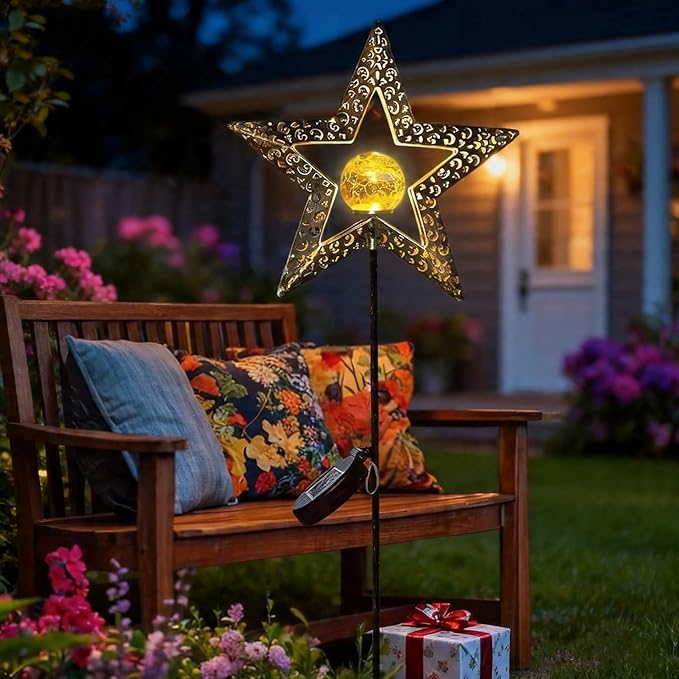 TAKE ME Star Solar Lights Garden Outdoor Decor Waterproof Metal Solar Stakes Lights for Patio Yard Walkway Lawn Patio Mothers Day Garden Gifts Mom Wife Grandma