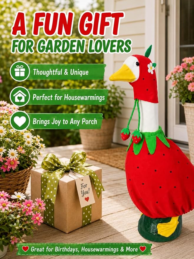Porch Goose Outfits - 23" /17" Porch Goose Clothes for Lawn Yard (Red)