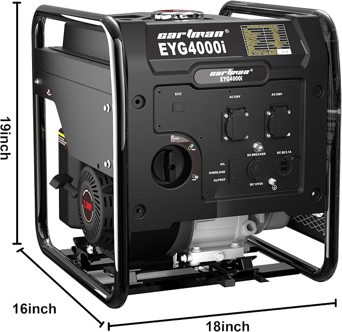 CARTMAN Portable outdoor Generator，4000W ultra-quiet gas engine, EPA Compliant, Eco-Mode Feature, Ultra Lightweight for Backup Home Use & Camping