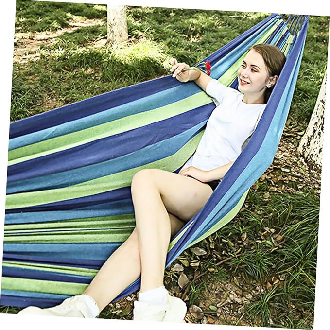Toddmomy Thickened Canvas Double Hammock Portable Swing Hammock for Outdoor Easy to Assemble