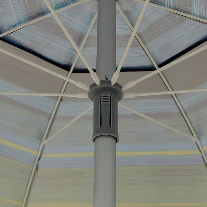 Blissun 7.2' Beach Umbrella with Sand Anchor, Outdoor Portable Beach Umbrella for Sand with Tilt Pole, Carry Bag, Air Vent
