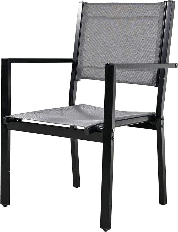 U-Style Steel Outdoor Table and Chair Set, 7 Piece Patio Dining Set for 6, Rectangular Balcony Table and Chairs, Suitable for Patio, Courtyard, Garden (Gray)