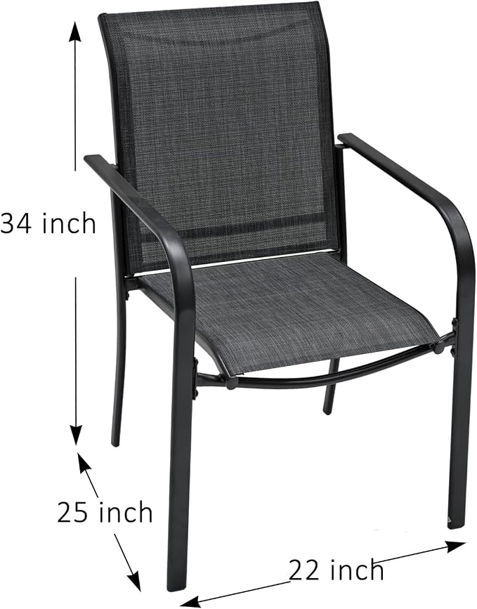 Outdoor Patio Furniture Set,4 Piece Stackable Patio Chairs and 35" Steel Dining Table with 1.6" Umbrella Hole,Suitable for All-Weather