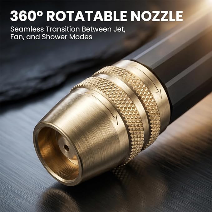 Sakerplus Multifunctional Car Wash Tool, 360° Adjustable Nozzle, High Pressure Water Hose Nozzle withTrigger Lock for Car Washing Patio Irrigation (H2 Long Spray Gun + 3 Connectors)