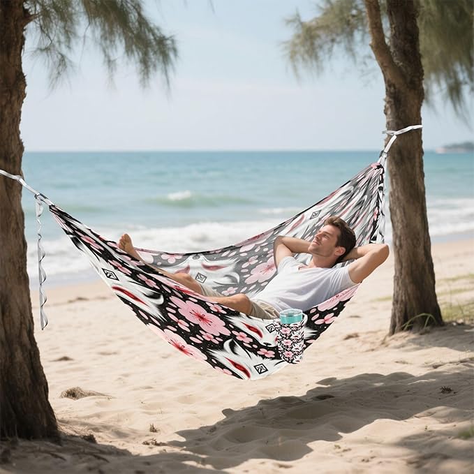 Kitsune Masque Renard Japonais Anime Kawaii-Style Fleur Cerisier Outdoor Hammocks with Portabl Carry Bag Portable Hammock for Indoor Outdoor Patio