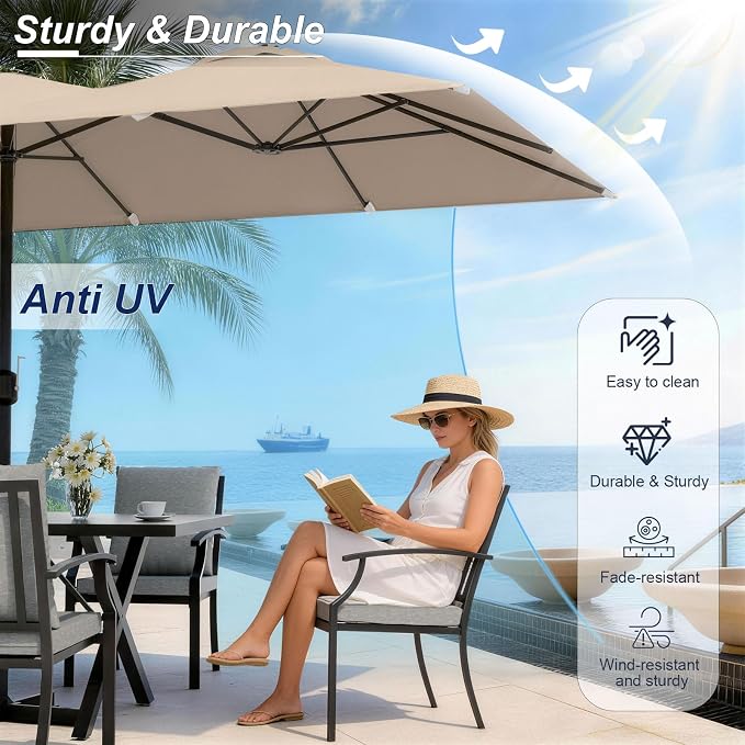 10 Pieces Patio Dining Set with Brown Umbrella,Outdoor Furniture Set Includes Hole Cut-Out Table and 6 Metal Backrest Chairs and 2 Swivel Chairs for Backyard,Garden,Poolside,Grey
