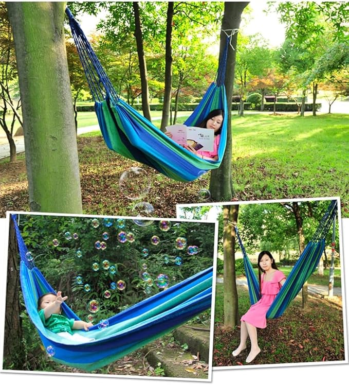 Portable Cotton Hammock, Suitable for Hanging Durable hammocks, Perfect for Camping Outdoor/Indoor Backyard, with Hanging Ropes and Carrying Bags (red, Large)