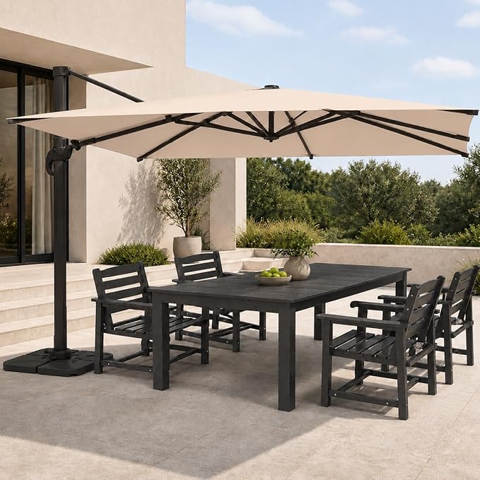 Cantilever Patio Umbrella, Large Square Outdoor Offset Umbrella with Aluminum Pole, 360-degree Rotation for Garden, Deck, Pool