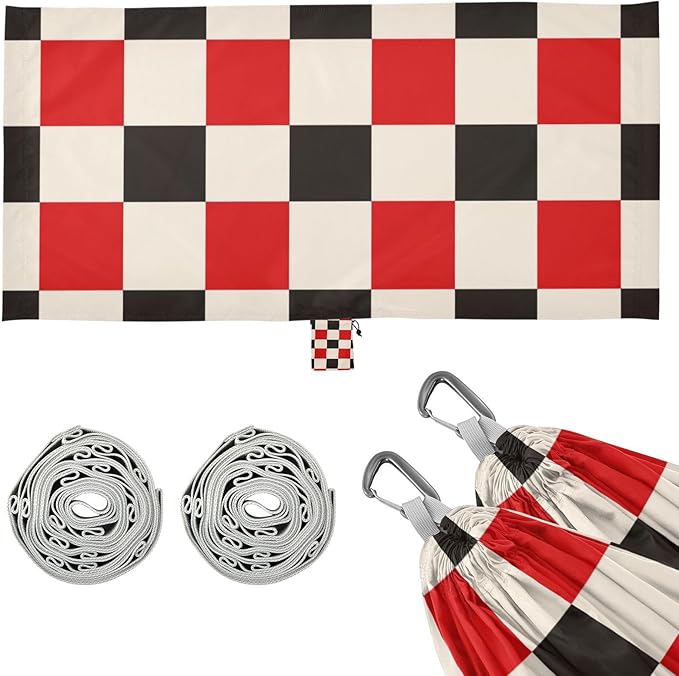 Red and White Checkered Pattern 330lb Capacity Outdoor Hammocks Rope Hammock for Outside Beach Patio Garden Silla hamacas para adultos