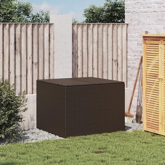 Garden Storage Box 291L, Outdoor Deck Box with Water-Resistant Bag, Durable Poly Rattan Patio Organizer for Cushions, Blankets, and Pillows, Brown