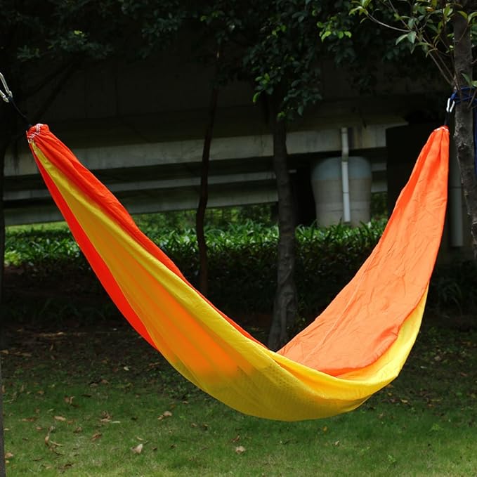 Travel, Summer Nylon Nest Hanging, Sleeping Bed, Lightweight, Parachute, Portable Swing, Double Hammock with, Carabiners Yellow (id: d6d f92 6bf bc3 26e