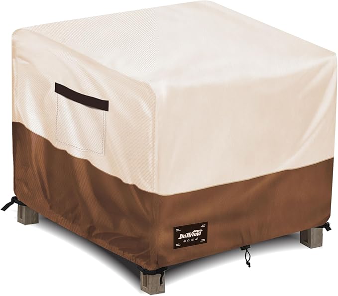 JinHrtoyi Patio Square Table Cover,22Wx22Dx18H Inches 100% Waterproof Heavy Duty Outdoor Coffee Table Cover,Beige&Brown Modern Style Outdoor Furniture Covers