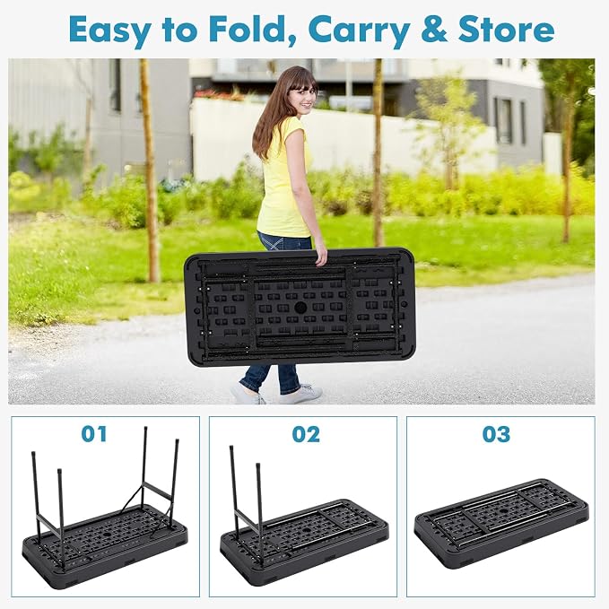 4 Foot Ice Tables for Parties with Drain, Ice Cooler Folding Table with Removable Matching Skirt, Party Ice Bin Table, Cooler Table Outdoor, Ice Table for BBQ, Camping & Picnic, Black