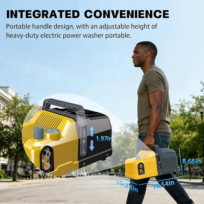 YOKING Pressure Washer, 2200 Max PSI 3.2 GPM, with TSS, Permanent Magnet Brushless Motor, 40ft Hose, ETL Certified, Horizontal Triplex Pump, Convenient Carry Handle for Home, Cars