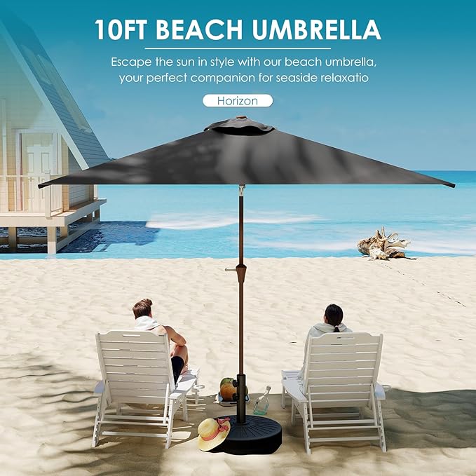 GREENVINES 6.5X10 FT Rectangular-Patio-Umbrella | Outdoor-Table-Umbrellas | 6 Sturdy Steel Ribs | Push Button Tilt & Crank | Waterproof | Market Umbrella | for Pool Backyard Garden | Charcoal Gray