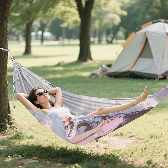 Anime Girl Cute Hammocks with Tree Straps Tree Hammock for Indoor Outdoor Patio