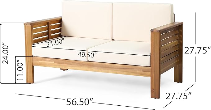Merax 4-Piece Outdoor Acacia Wood Patio Conversation Set with Loveseat,2 Chairs and Coffetable for Backyard
