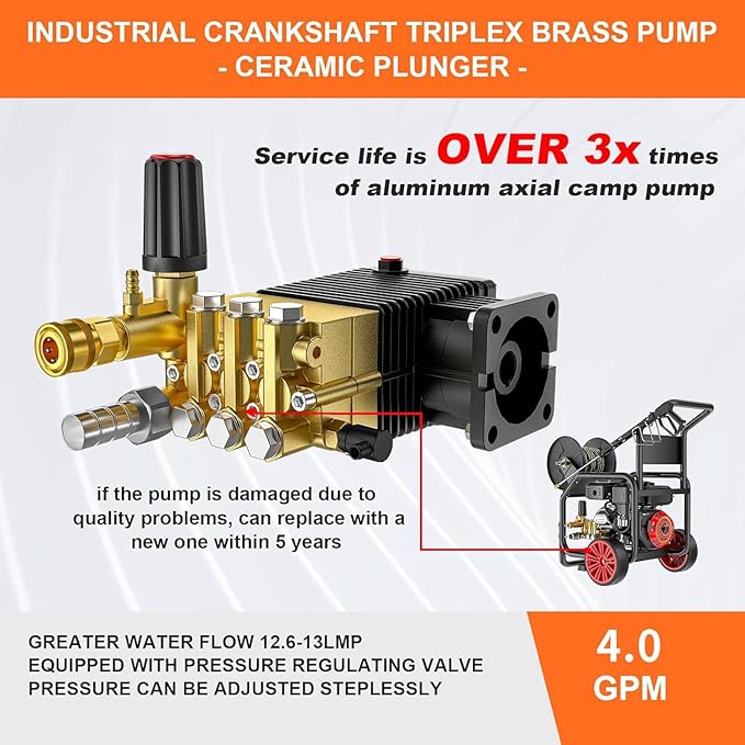 4400PSI Gas Pressure Washer with Hose Reel, One-Button Start 420cc 15HP 4-Cycle Engine, 4.0 GPM Heavy Duty Power Washer with 50FT 3/8" Hose, Spray Gun & Wand, 5 Quick Connect Nozzles