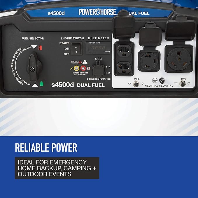 Powerhorse Portable Dual Fuel Generator, 4500 Watts