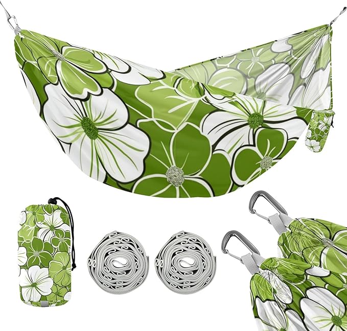 Green and Flowers 330lb Capacity Outdoor Hammocks with Portabl Carry Bag Backyard Hammock for Indoor Outdoor Patio accesorios para campamento