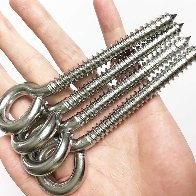 Swing Hooks, 4Pack M8 Heavy Duty Large Swing Hooks Hammock Hanging Kit Eye Screws 1200LB Capacity Swing Hardware for Yoga Hammock Swing Chair Indoor Outdoor
