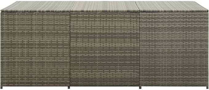 Gecheer Outdoor Storage Box, Large Grey PE Rattan Powder-Coated Steel Deck Box for Patio, Balcony, and Garden