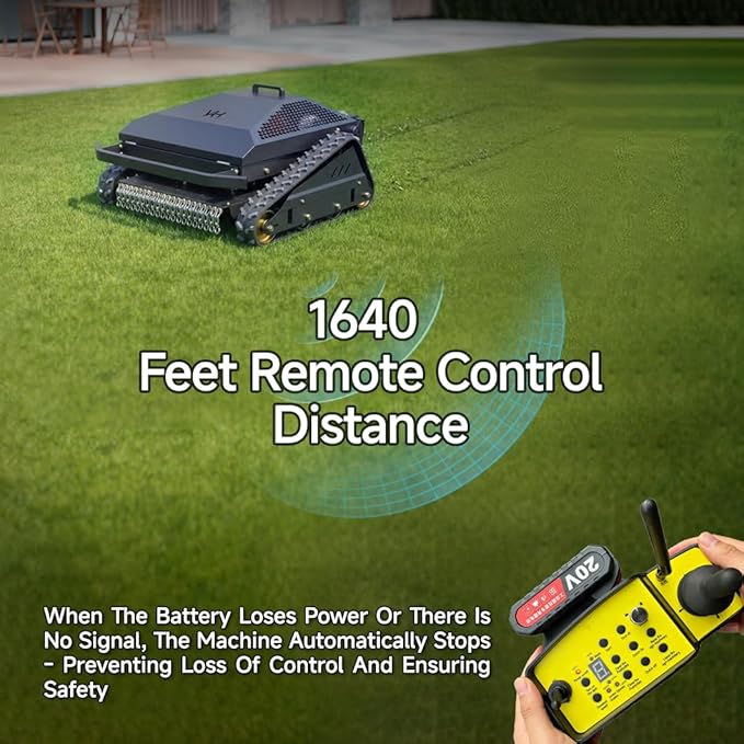 18HP Remote Control Lawn Mower, 31.5" Wide Deck Tracked Slope Mower, Dual Brushless Motors, 45° Climbing Slope All Terrain Zero Turn