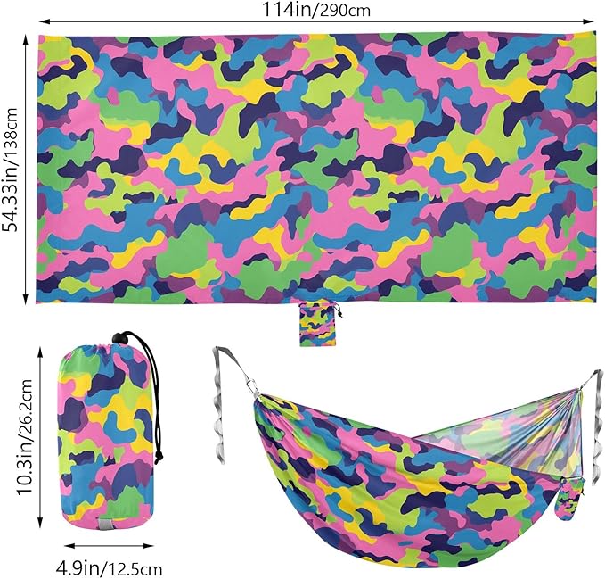 Portable Single Hammock Colorful Camouflage Pattern Garden Yard Outdoor Hammocks