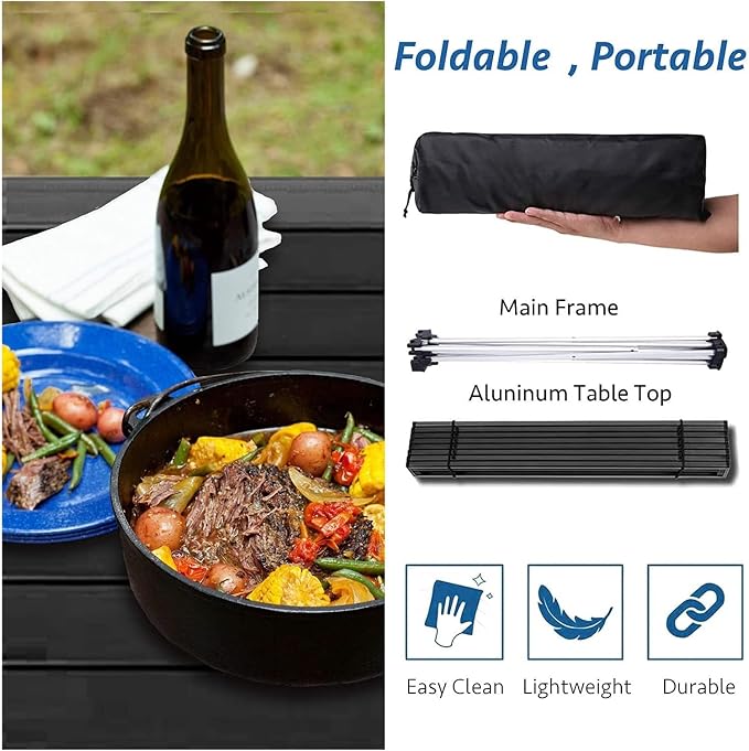 Folding Dining Table Outdoor Garden Furniture Sets Coffee Side Marching Tables Salon porable Folding Picnic Fishing Table Camping Supplies Equipment (Color : Black 40x35x29cm)