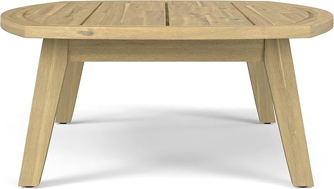 SIMPLIHOME Parkside SOLID ACACIA WOOD 45 inch Wide Rectangle Contemporary Outdoor Coffee Table in Light Teak for the Living Room and Family Room