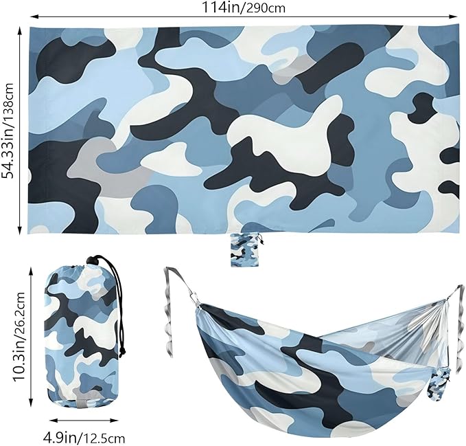 Camouflage Blue 330lb Capacity Outdoor Hammock with Hanging Rope Swing Hammock for Outside Beach Patio Garden amacas para patios con Base de adultos