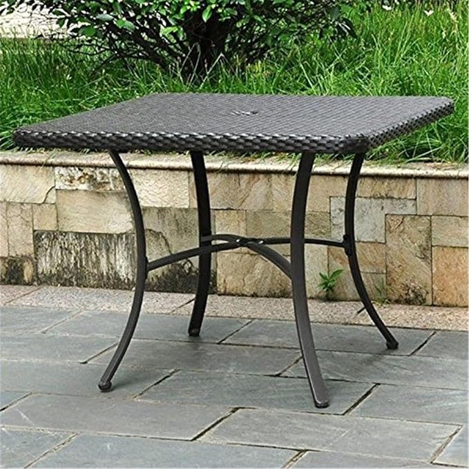 Maykoosh Square Outdoor Dining Table - Wicker Aluminum Patio Table - 42 Inch - Rust Resistant - Black