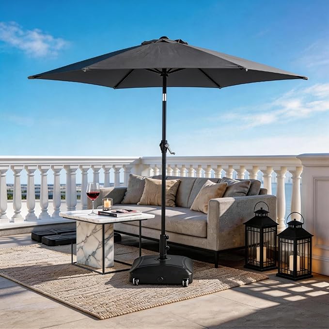 Bonnlo Patio Umbrella with Easy Push Button Tilt Outdoor Patio Umbrella Backyard Market Table Umbrella