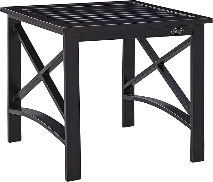 Crosley Furniture Kaplan 3-Piece Outdoor Chair and Side Table Set, Patio Conversation Sets for Porch, Deck, Oiled Bronze with Oatmeal Cushions