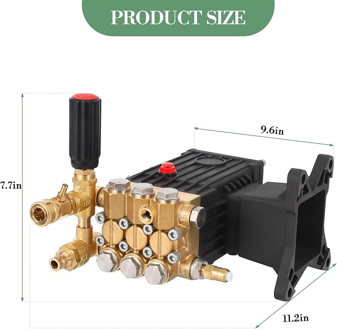 Pressure Washer Pump, 4000 PSI 4.4 GPM, 1" Horizontal Shaft Three-Layer Plunger, Direct Drive Replacement Kit Compatible with Simpson, MorFlex & Major Brands