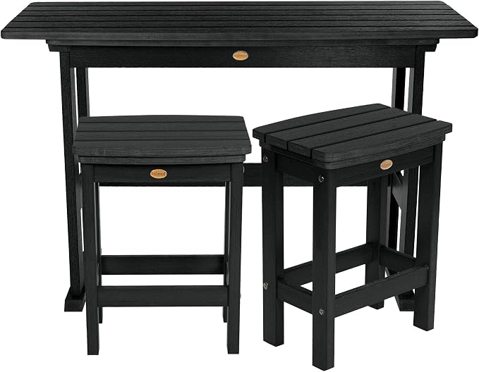 highwood Lehigh 3pc Counter Height Balcony Dining Set, Black