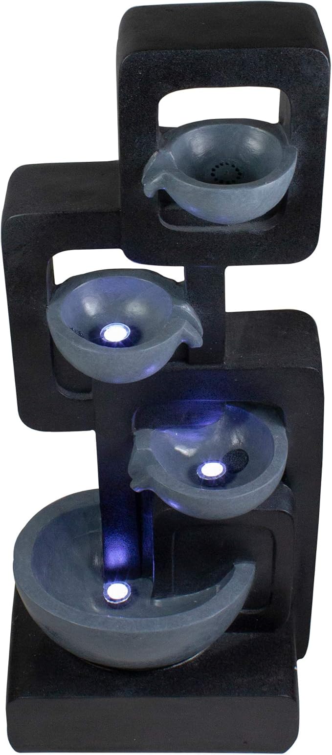Northlight 32" Black and Gray Four-Tier Modern Outdoor Garden Water Fountain