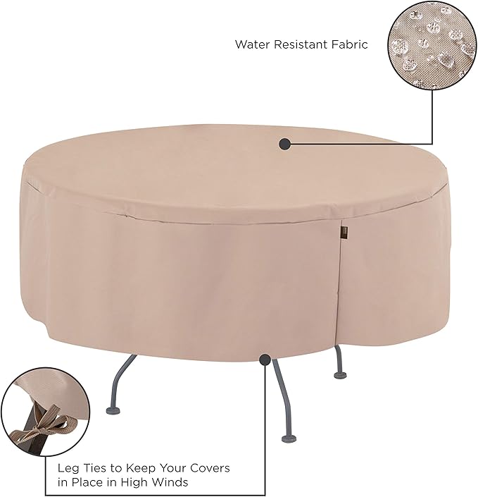 Modern Leisure 2963 Chalet Round Patio Table, Furniture, Outdoor Cover (50 D x 25 H) Water-Resistant, Beige