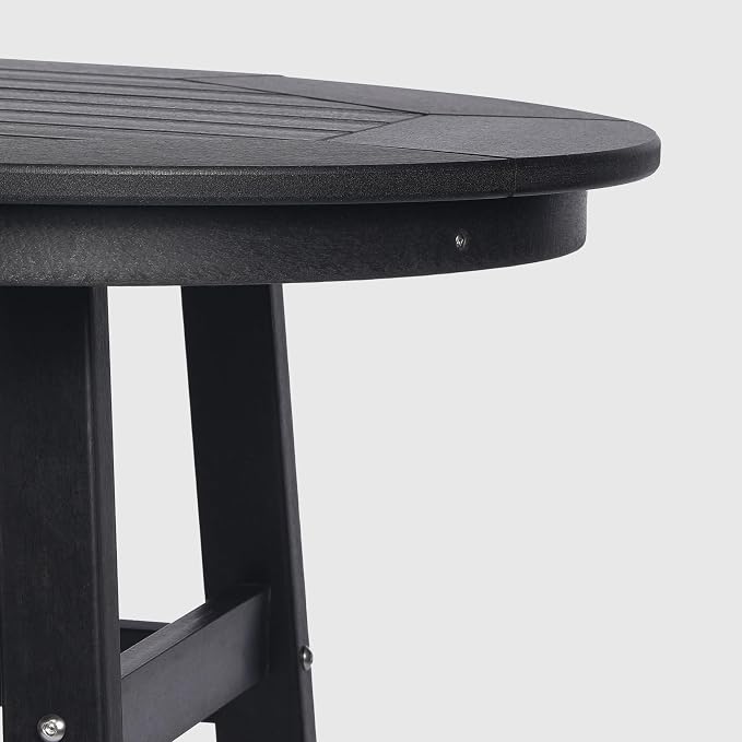 WestinTrends Malibu Outdoor 35" HDPE Round Patio Bar Height Table, Black