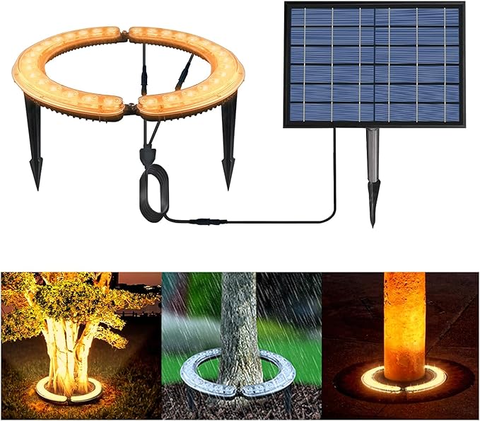 Solar Light Up Palm Tree Outdoor,Warm Light Super Bright 32 LED 5 V 12000mAh Landscape Spotlights for Big Tree&Palm Tree Lighting Christmas FloodLights Home Garden Christmas Party Outdoor