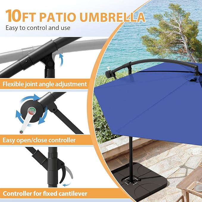 Greesum 9FT Patio Umbrella, Outdoor Table Umbrella with Push Button Tilt, Crank and 8 Sturdy Ribs for Garden, Lawn, Backyard & Pool