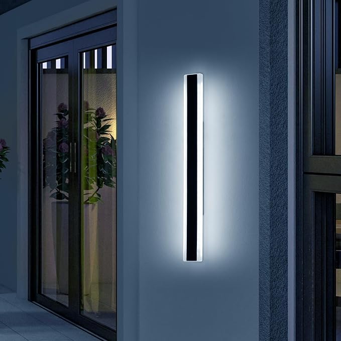 39inch Outdoor Modern Wall Sconces, Dimmable Exterior Wall Mounted Lighting 3 Color 3000K/4500K/6000K, IP65 Waterproof, Minimalist Porch Lights Fixture for Yard Patio Garage with Remote Control