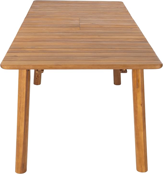 Christopher Knight Home Josie 9 Piece Acacia Wood Outdoor Dining Table Set for 8, Extendable Dining Table and 8 Armless Chairs Set with Slatted Design, Outdoor Patio Furniture Set for Dinner, Teak