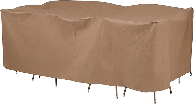 DUCKCOVERS® Essential Water-Resistant 90 Inch Rectangular/Oval Patio Table & Chair Set Cover, Outdoor Table and Chair Cover