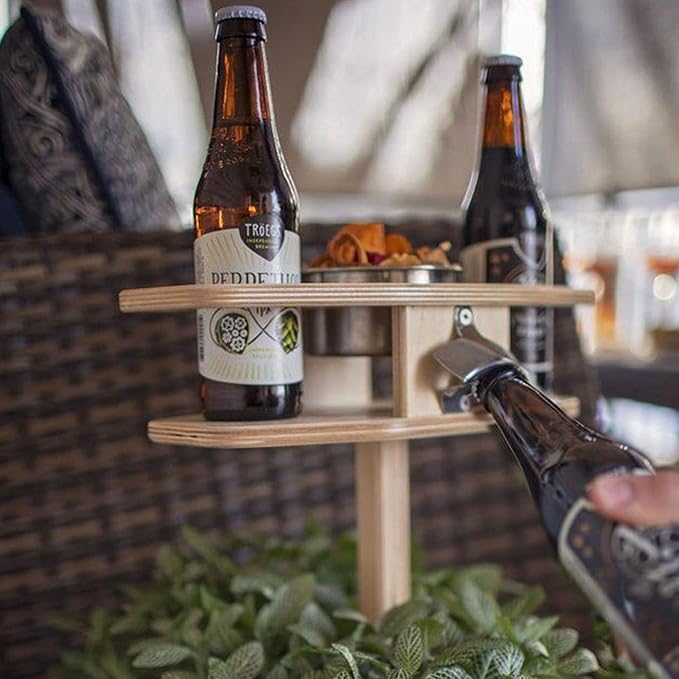 Portable Outdoor Wine Picnic Table Stake: Detachable Outdoor Drink Holder Stakes, Small Wood Beer Table Wine Rack for Family Entertainment, Picnic Camping, Beach Barbecue